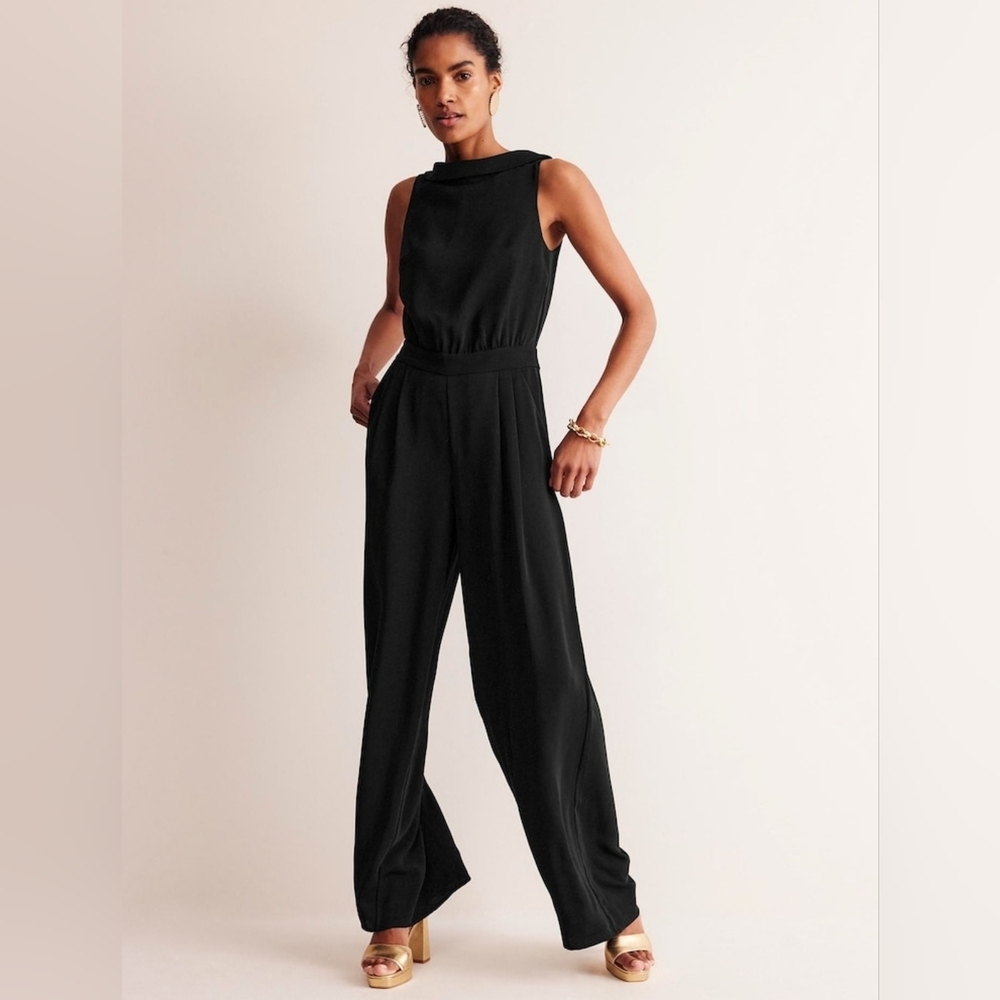Boden Clarissa Tall Black Sleeveless Jumpsuit Size 14